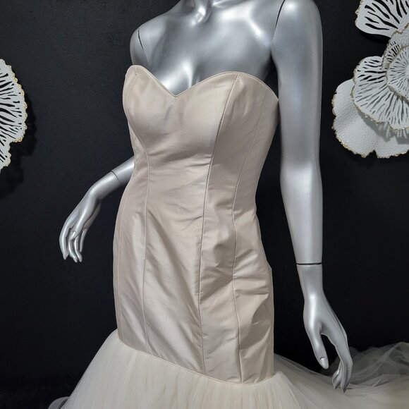NWT~$1880~JUSTIN ALEXANDER~6/8~PEARL PINK STRAPLESS MERMAID WEDDING DRESS - Picture 6 of 16